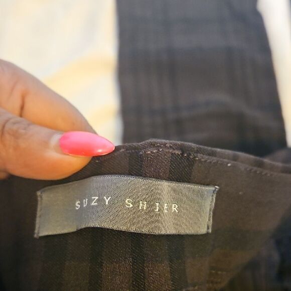 Suzy Sheir Black & Brown Plaid Pants - Picture 2 of 16